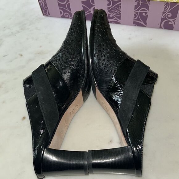 Brighton Black Talent laser calf/pint clogs mules heels size 8.5 NEW - Picture 4 of 9
